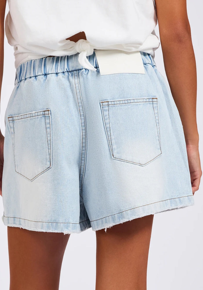 ONE TEASPOON Funks High Waist Elasticated Flippy Denim Shorts - Blue Latte