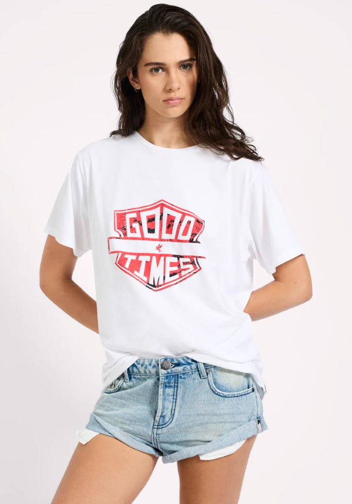 ONE TEASPOON Good Times Boyfriend Tee - White