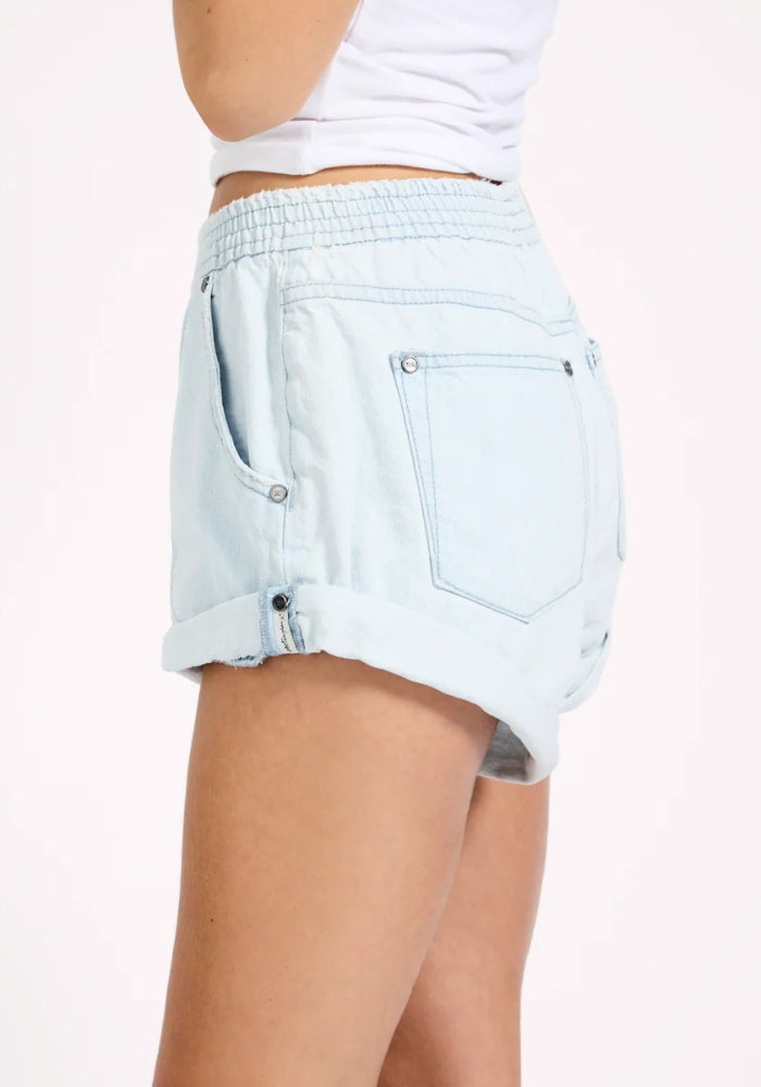 ONE TEASPOON Hunters Mid Waist Boyfriend Elasticated Denim Shorts - Xanthe