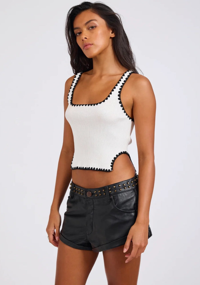 ONE TEASPOON Knitted Scallop Tank - cream