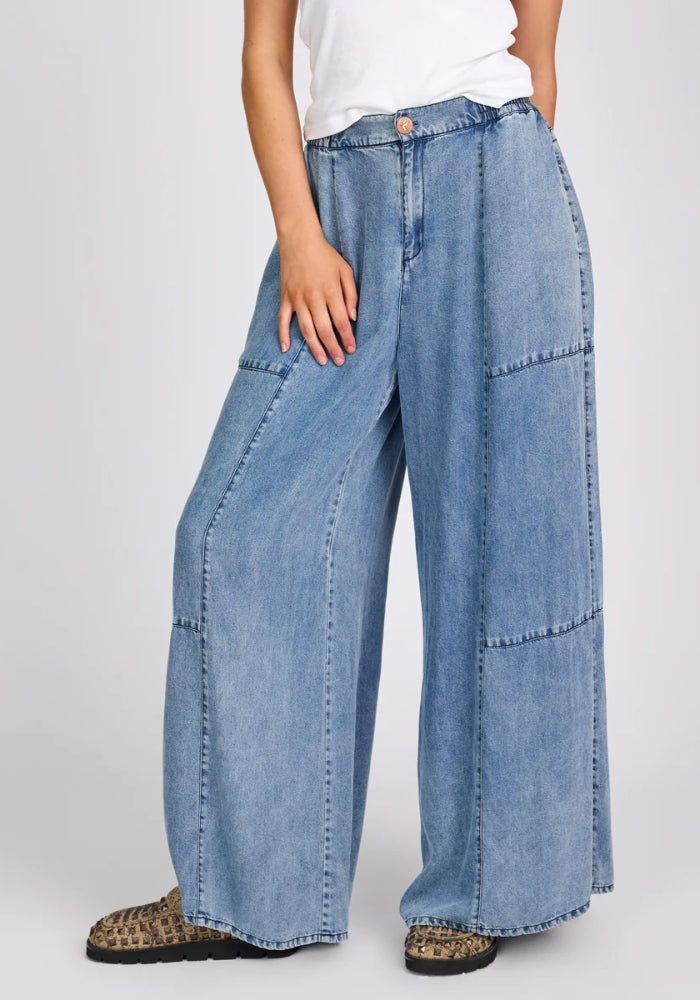 ONE TEASPOON Marissa Tencel Palazzo Pants - Denim Blue