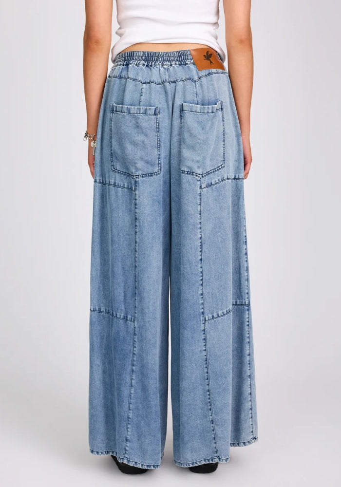 ONE TEASPOON Marissa Tencel Palazzo Pants - Denim Blue
