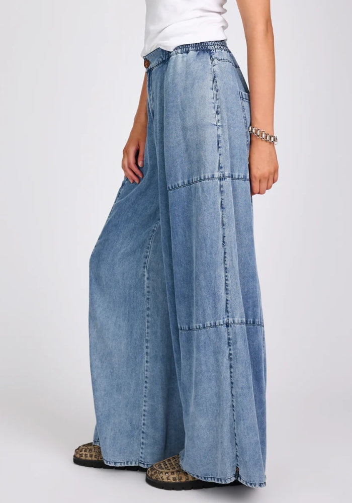 ONE TEASPOON Marissa Tencel Palazzo Pants - Denim Blue