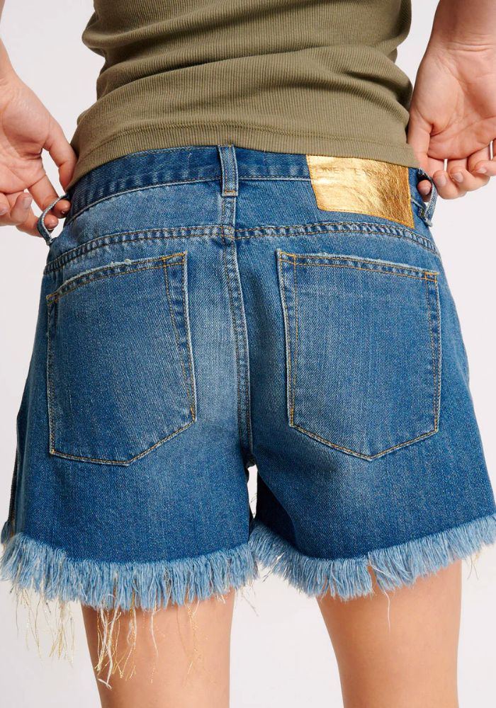 ONE TEASPOON Shredded Gold Marlons Low Waist Boyfriend Short