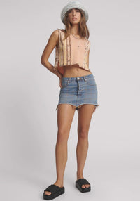 ONE TEASPOON Junkyard Low Waist Mini Denim Skirt Tropical Blue