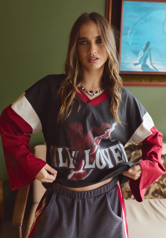 ONLY LOVERS LEFT Mustang Boxy Long Sleeve Tee