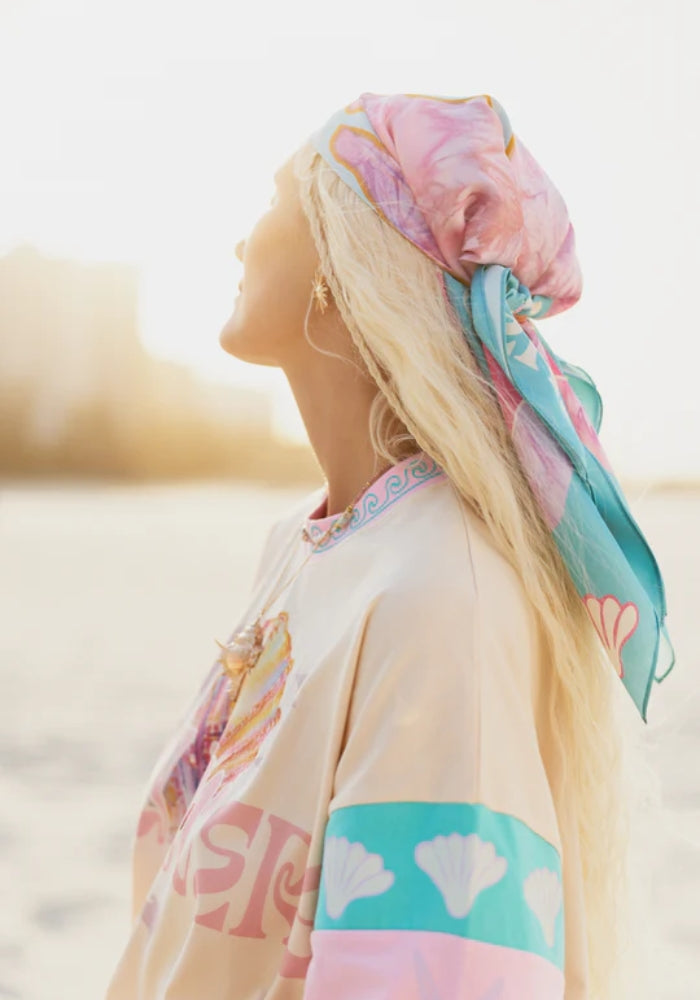 ONLY LOVERS LEFT Silk Scarf ~ Aqua Mirage 