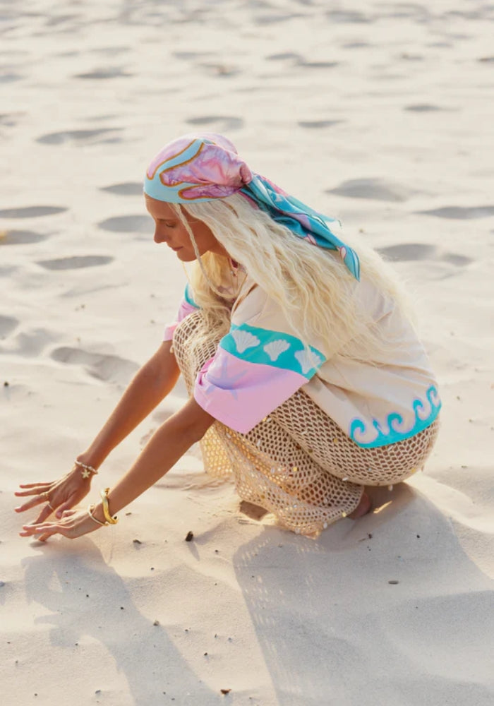 ONLY LOVERS LEFT Silk Scarf ~ Aqua Mirage 