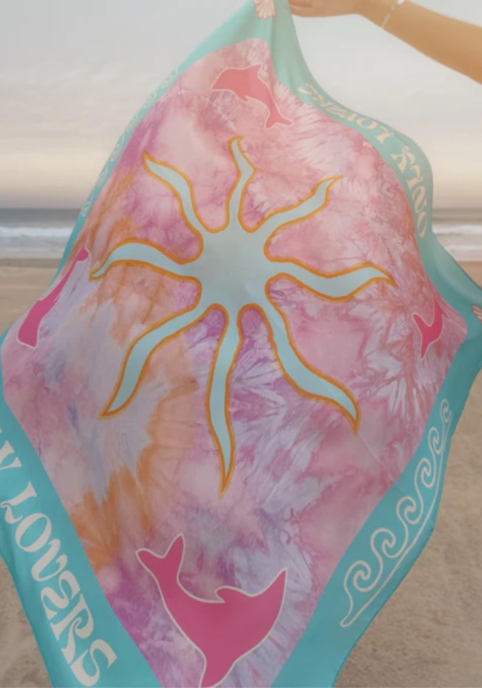 ONLY LOVERS LEFT Silk Scarf ~ Aqua Mirage 