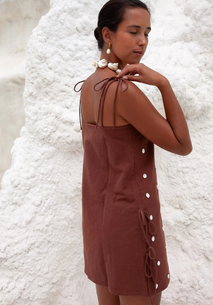 PALM COLLECTIVE Dede Cowrie Shell Beaded Dress
