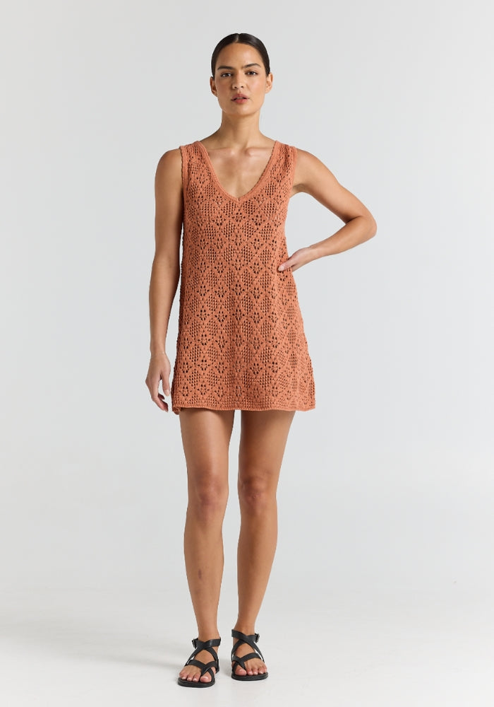POOLSIDE PARADISO Messina Knit Dress - Amber