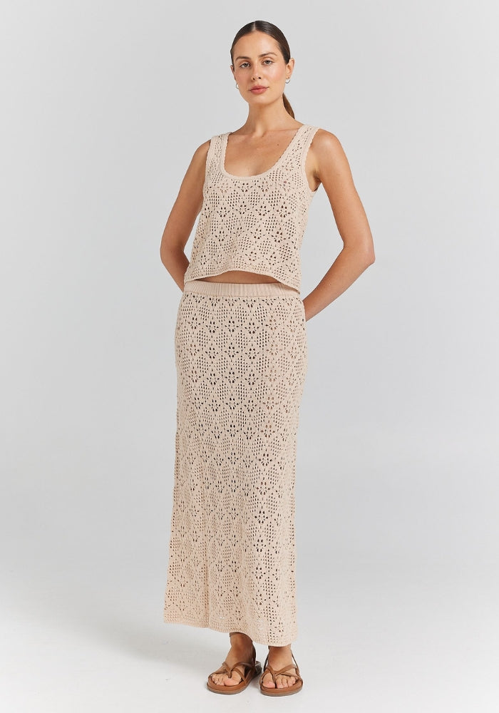 POOLSIDE PARADISO Messina Knit Singlet Top - Sand