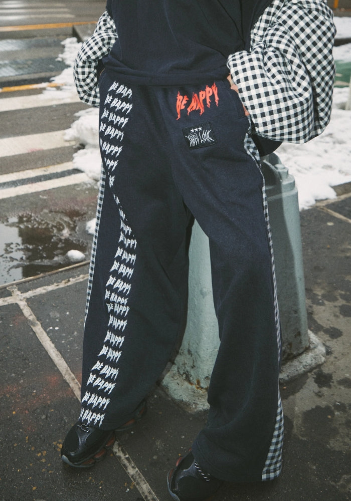 SABBI Be Happy Wide Leg Sweat Pants - Gingham