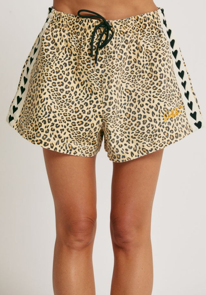 SABBI The Mini Hearts Drill Shorts - Leopard