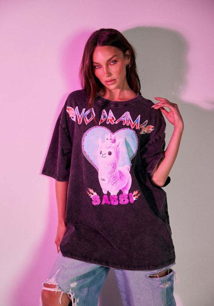 No Drama Llama Bling Tee- Black