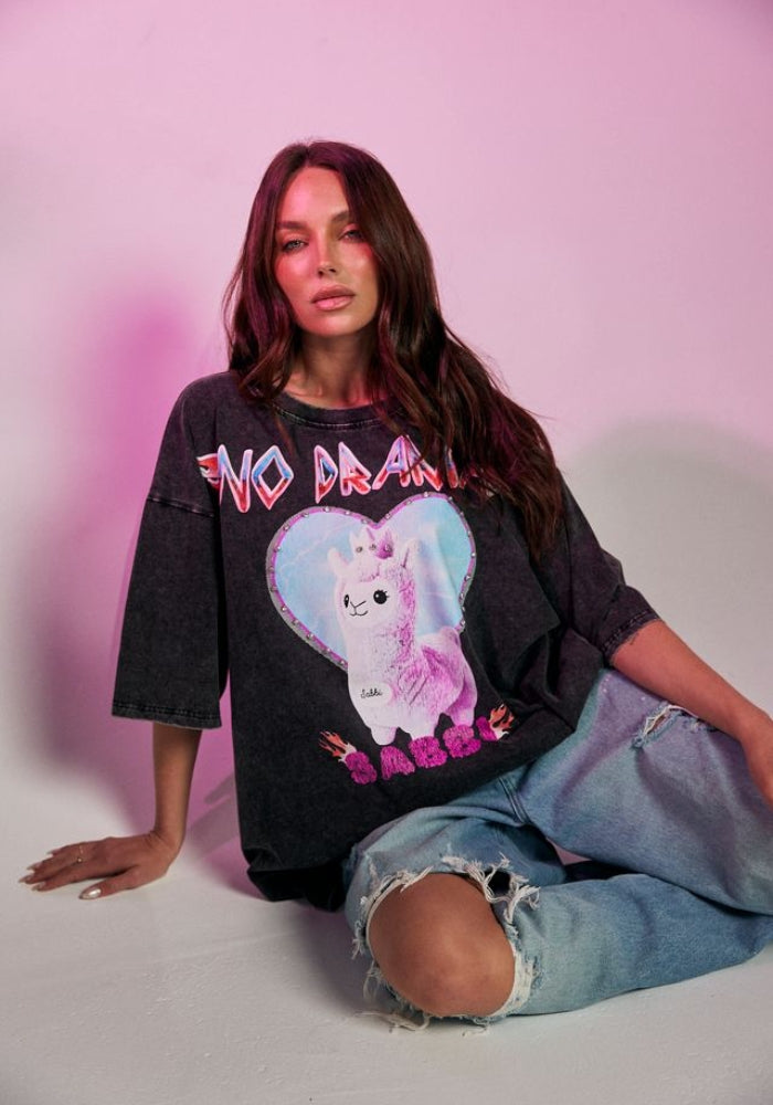 No Drama Llama Bling Tee- Black