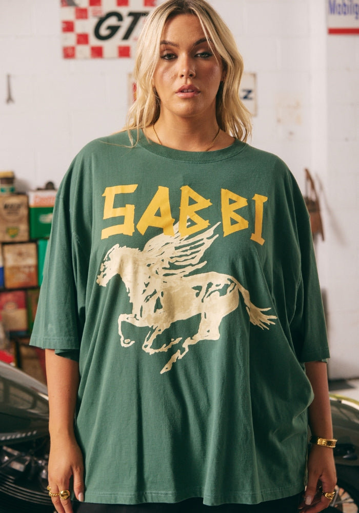 SABBI The Very Oversized Rhinestone Tee - Khaki