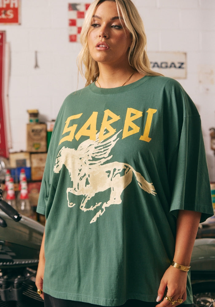 SABBI The Very Oversized Rhinestone Tee - Khaki