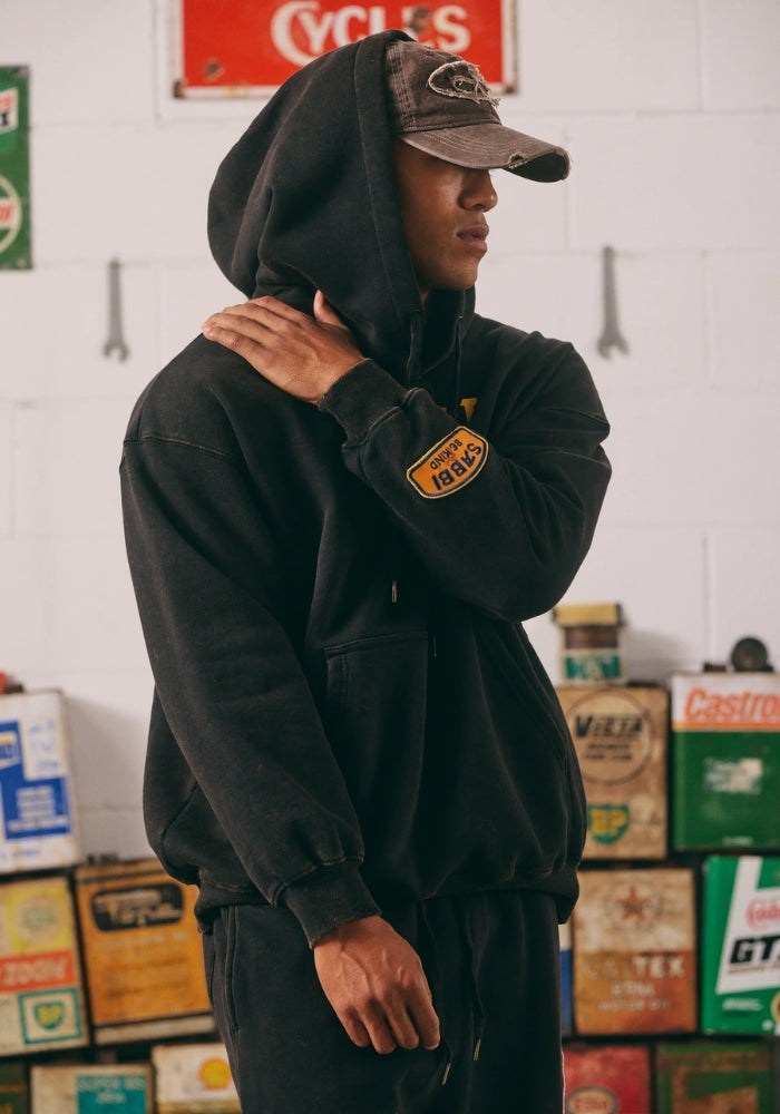 SABBI Be Kind Hoodie - Acid Wash Black