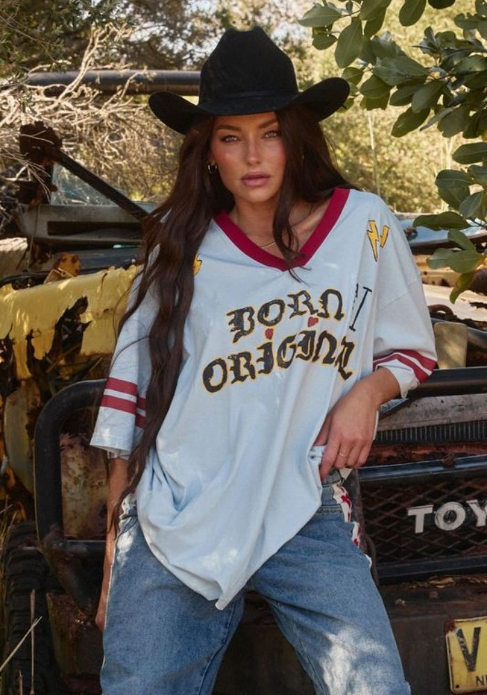 SABBI The Born Original Tee -Sky & Maroon