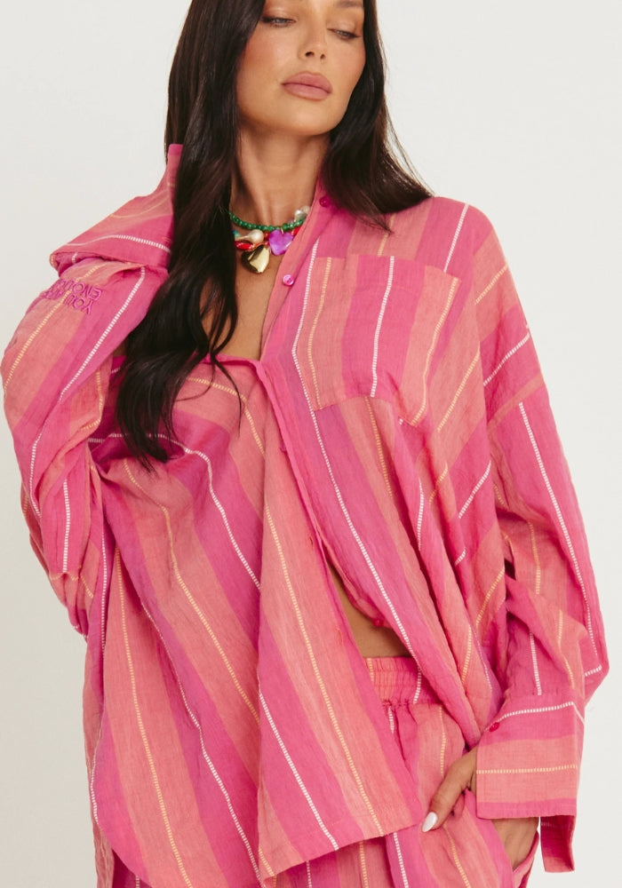 SABBI Don Julio Shirt -  Pop Stripe Peach