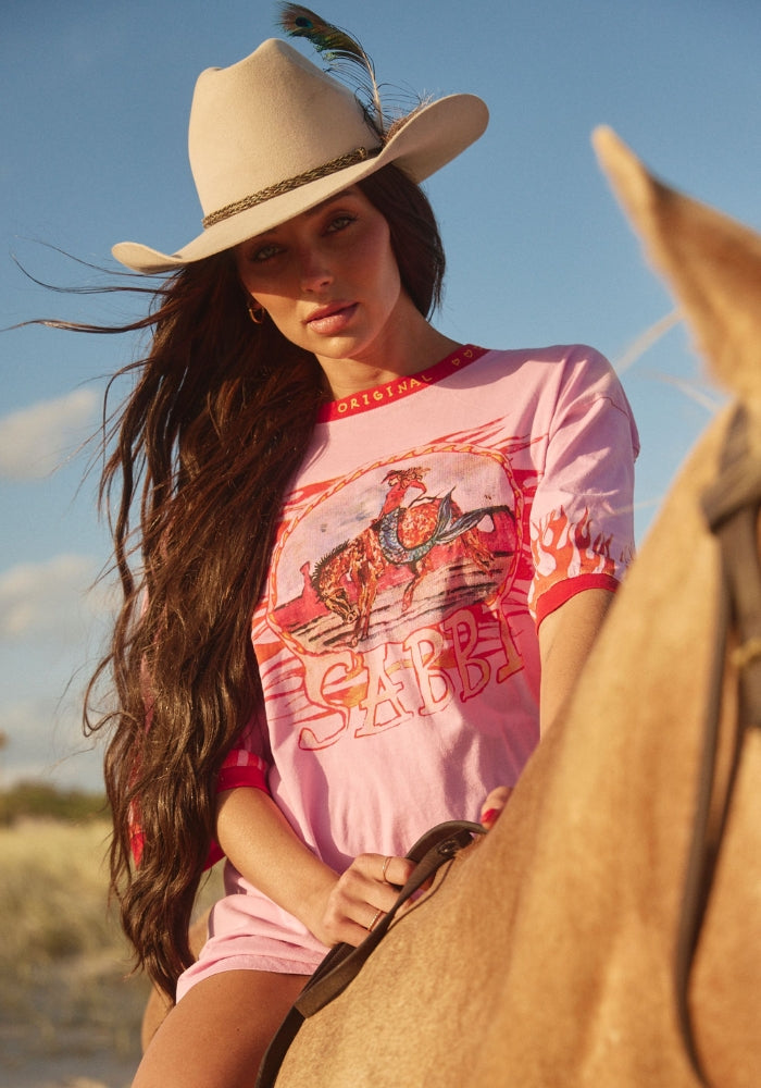 SABBI The Very Oversized Flaming Cowboy Tee - Pink