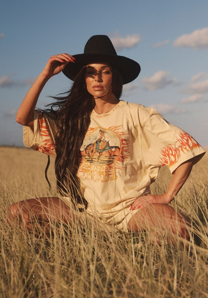 SABBI The Very Oversized Flaming Cowboy Tee - Sand