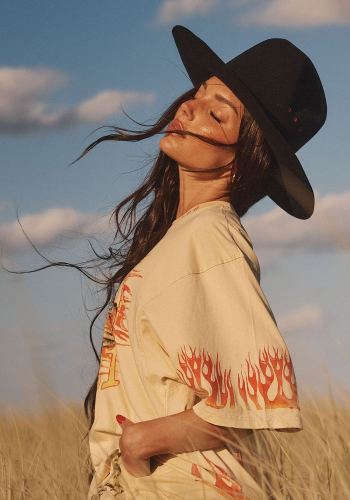 SABBI The Very Oversized Flaming Cowboy Tee - Sand