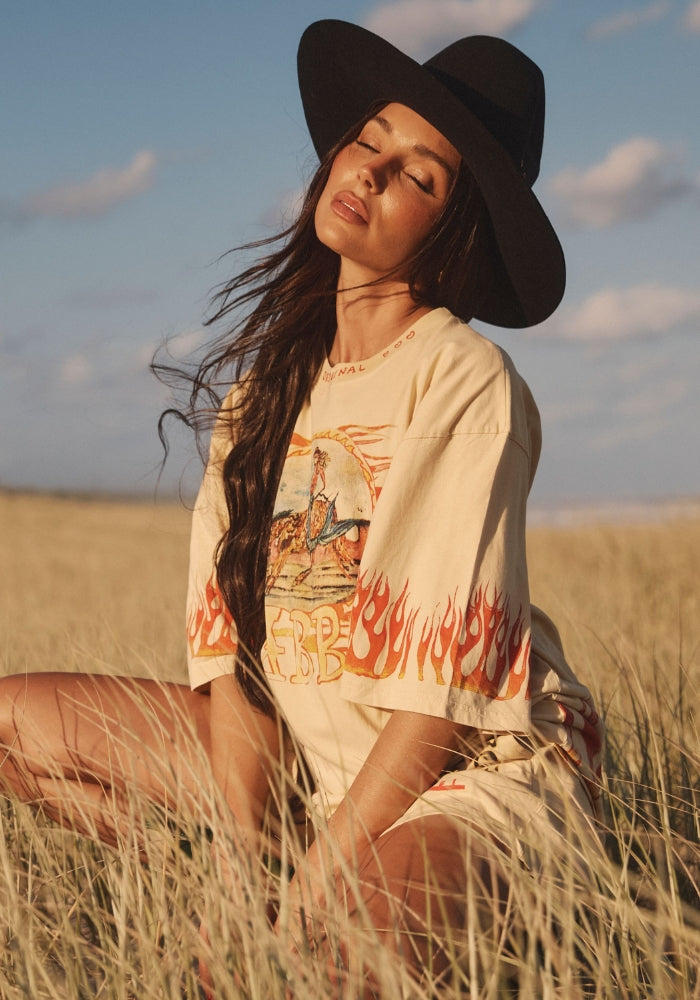 SABBI The Very Oversized Flaming Cowboy Tee - Sand