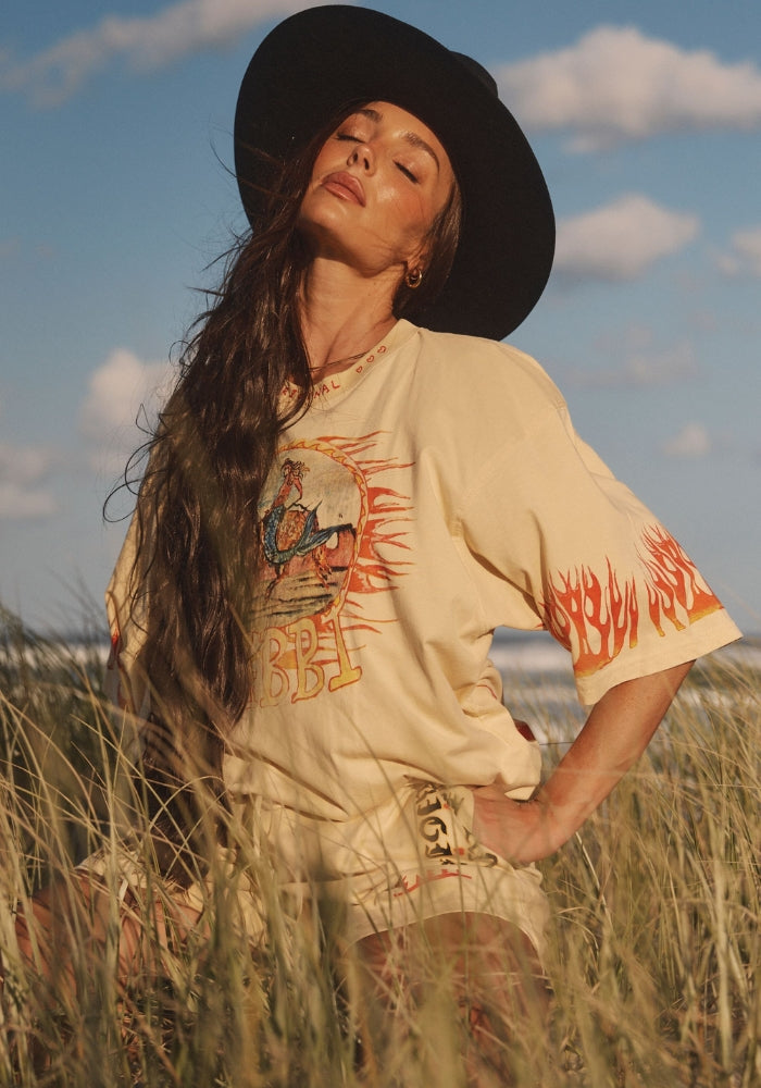 SABBI The Very Oversized Flaming Cowboy Tee - Sand