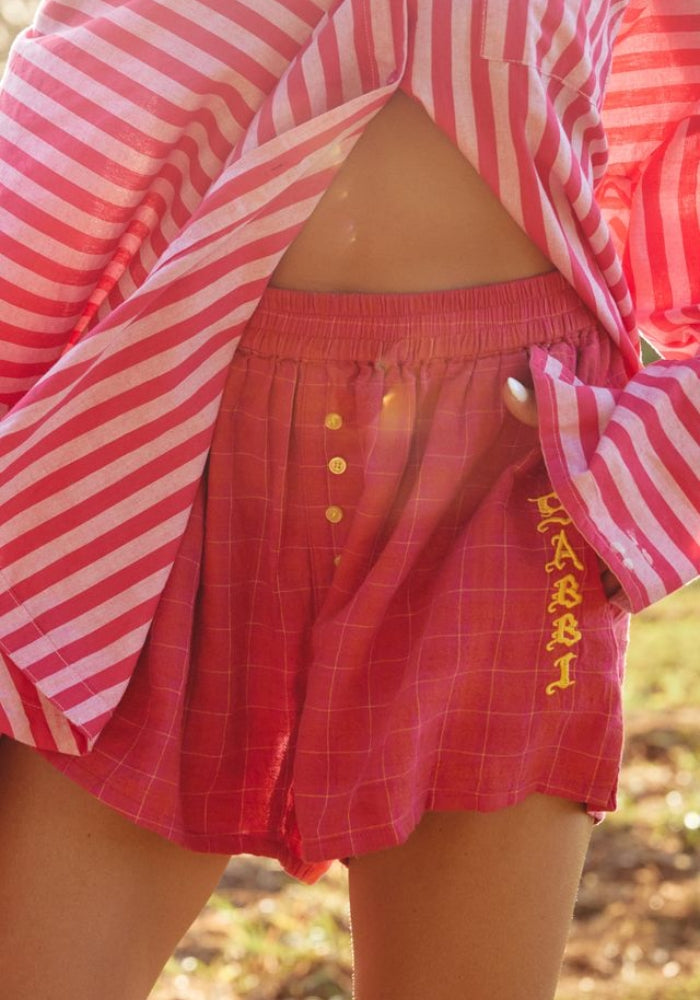 SABBI The Linen Boxer Shorts - Pink 