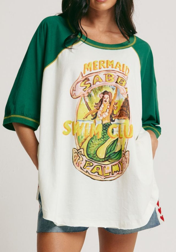 The Mermaid Swim Club Raglan - Green