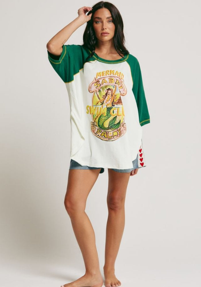 The Mermaid Swim Club Raglan - Green