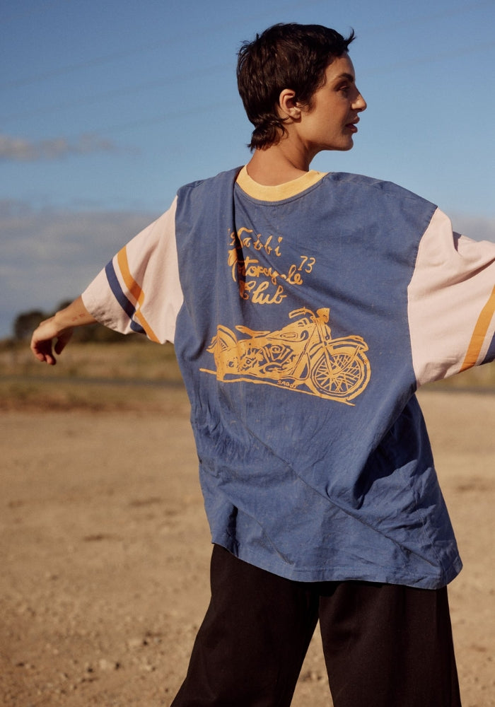 SABBI The Very Oversized Tattoo + Roses Tee - Blue