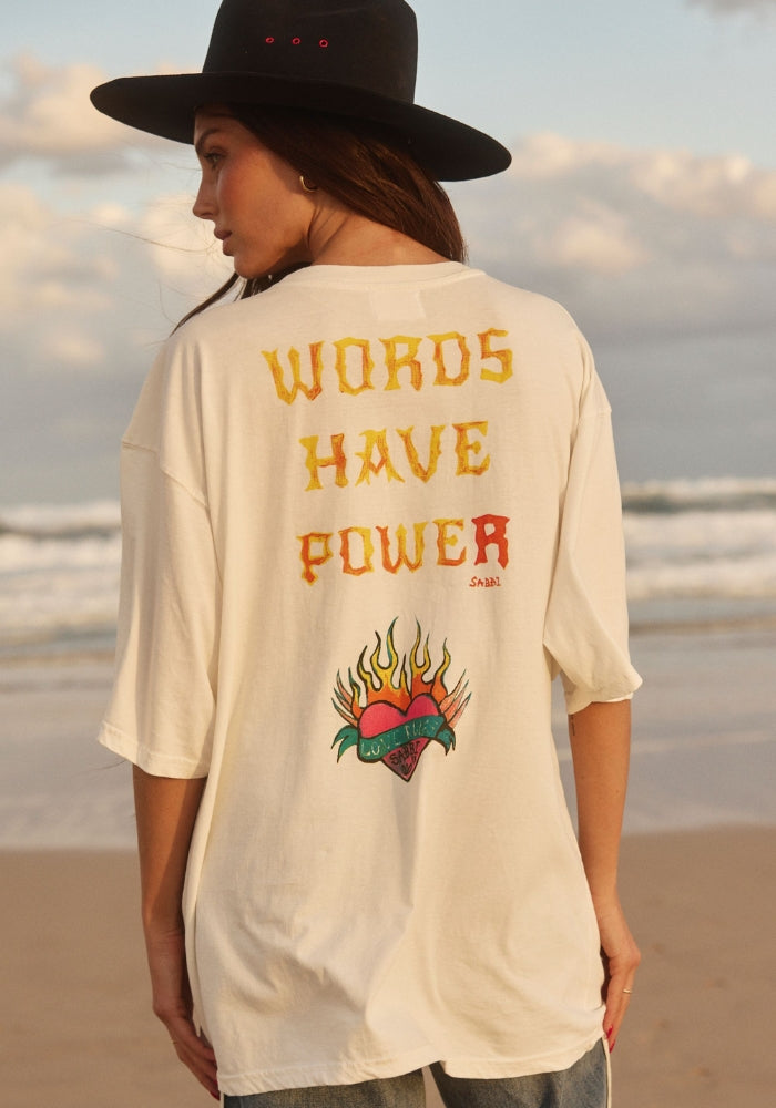 SABBI The Very Oversized Words Have Power Tee - Marshmallow