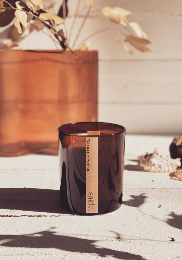SAIDE Tobacco + Amber -wood wick soy candle 