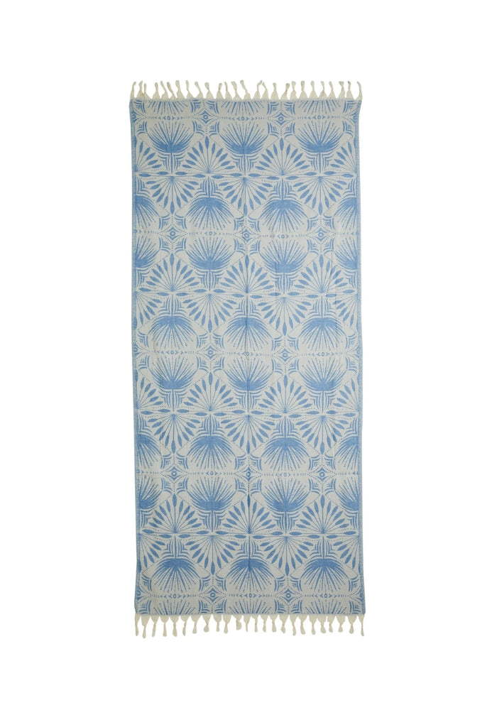 Frond Pattern Turkish Towel - Blue