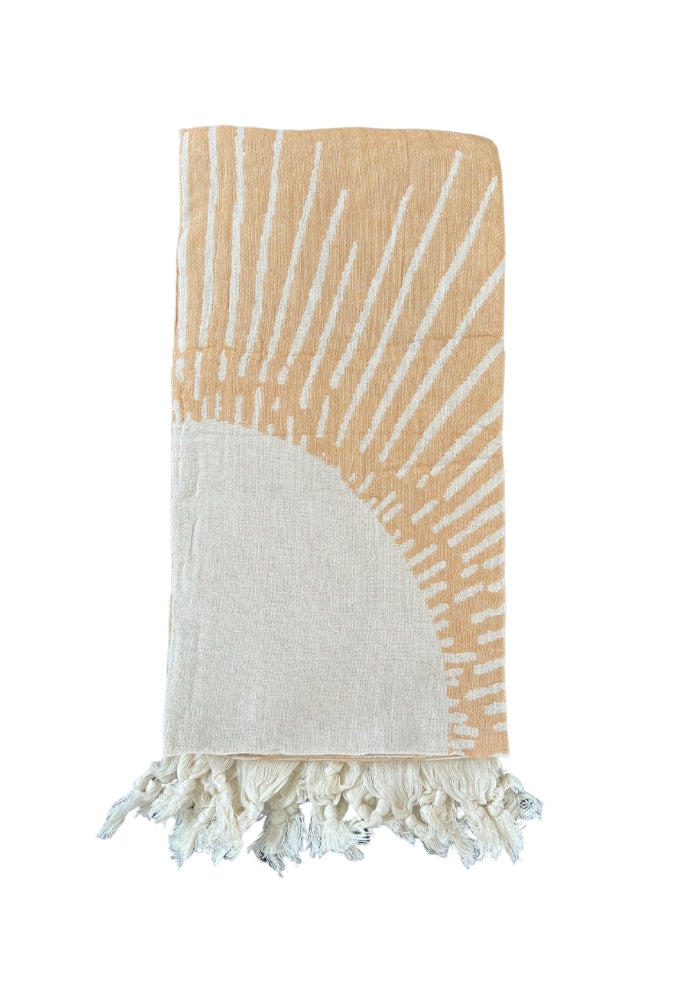 SALTY SHADOWS Turkish Towel Sun Pattern - Mustard