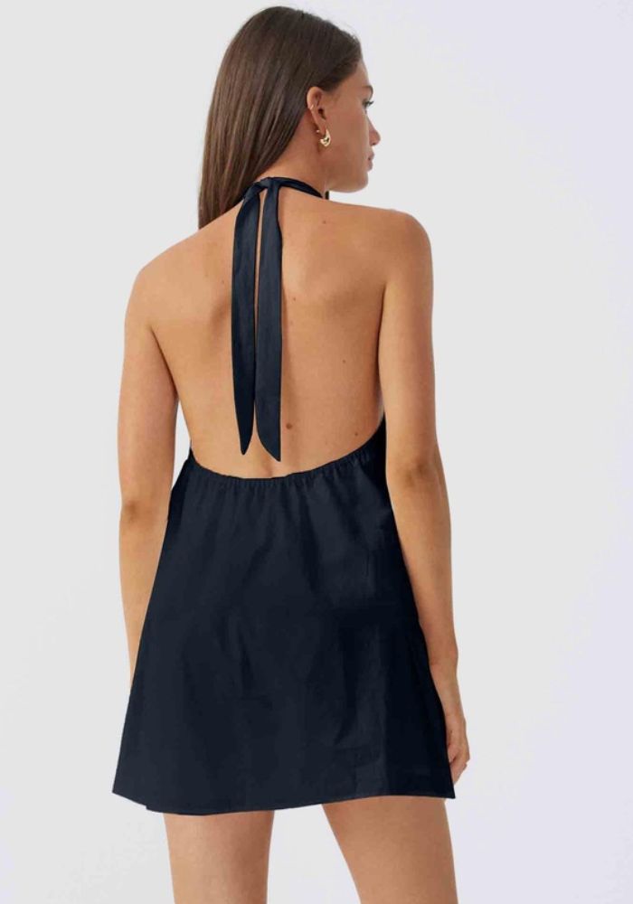 Leighton Halter Dress-Black