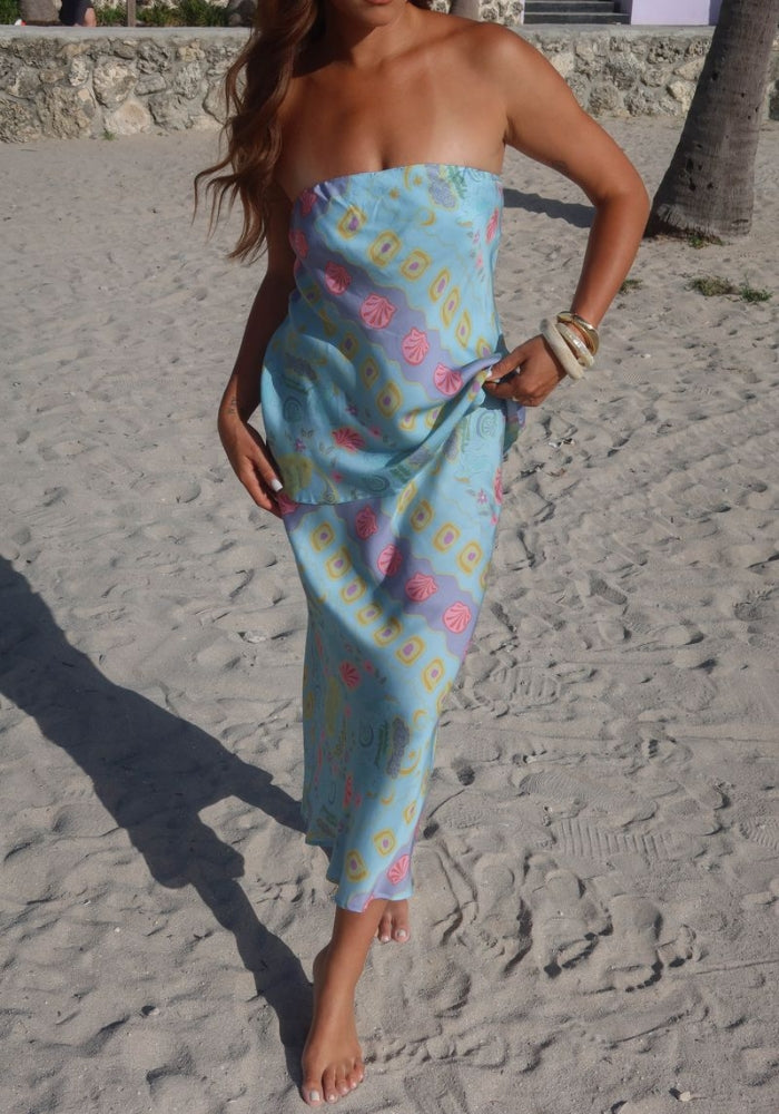 SPELL Aquarius Bias Maxi Skirt - Sky Blue