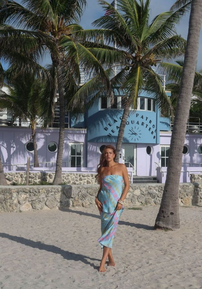 SPELL Aquarius Bias Maxi Skirt - Sky Blue