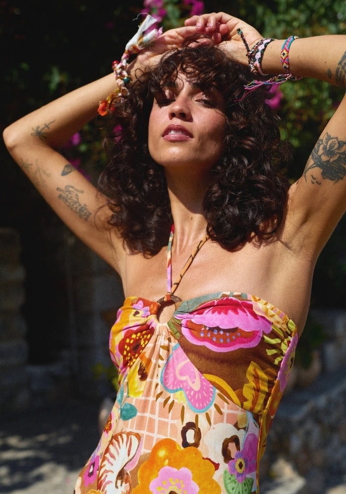 SPELL Birth of Venus Strapless Dress - Caramel
