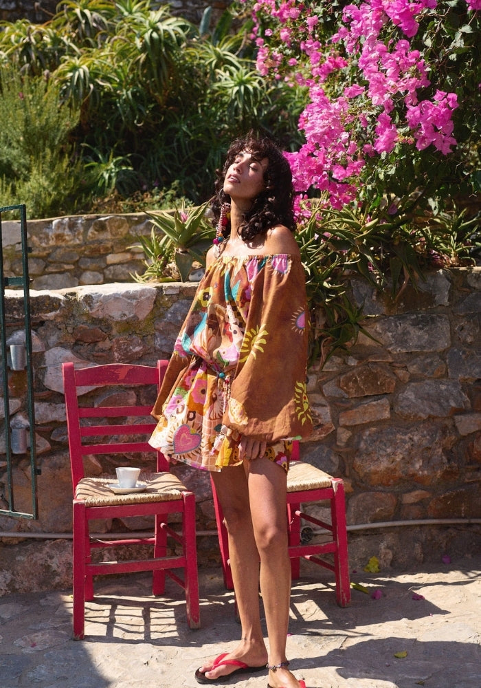 SPELL Birth of Venus Tunic Dress - Caramel