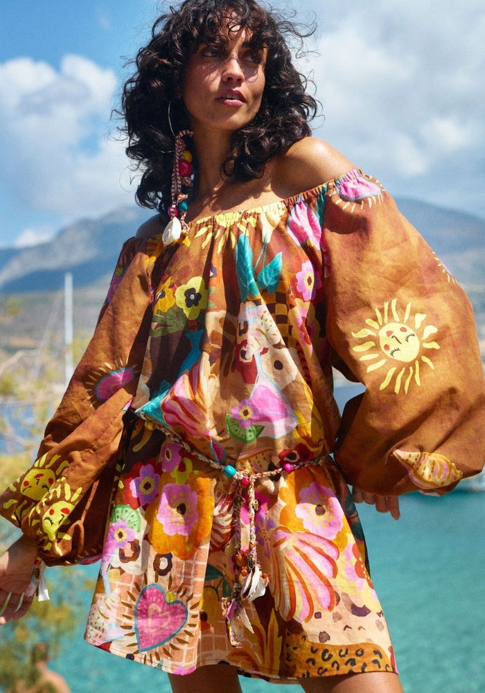 SPELL Birth of Venus Tunic Dress - Caramel