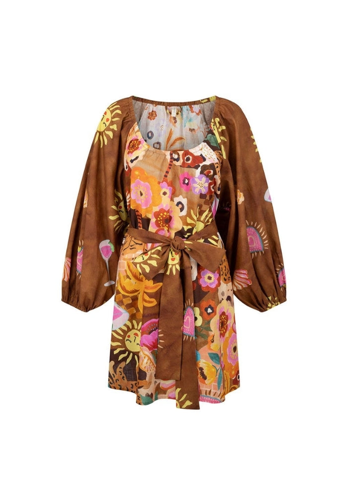 SPELL Birth of Venus Tunic Dress - Caramel