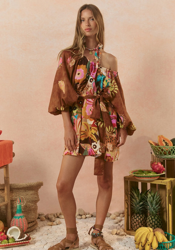 SPELL Birth of Venus Tunic Dress - Caramel