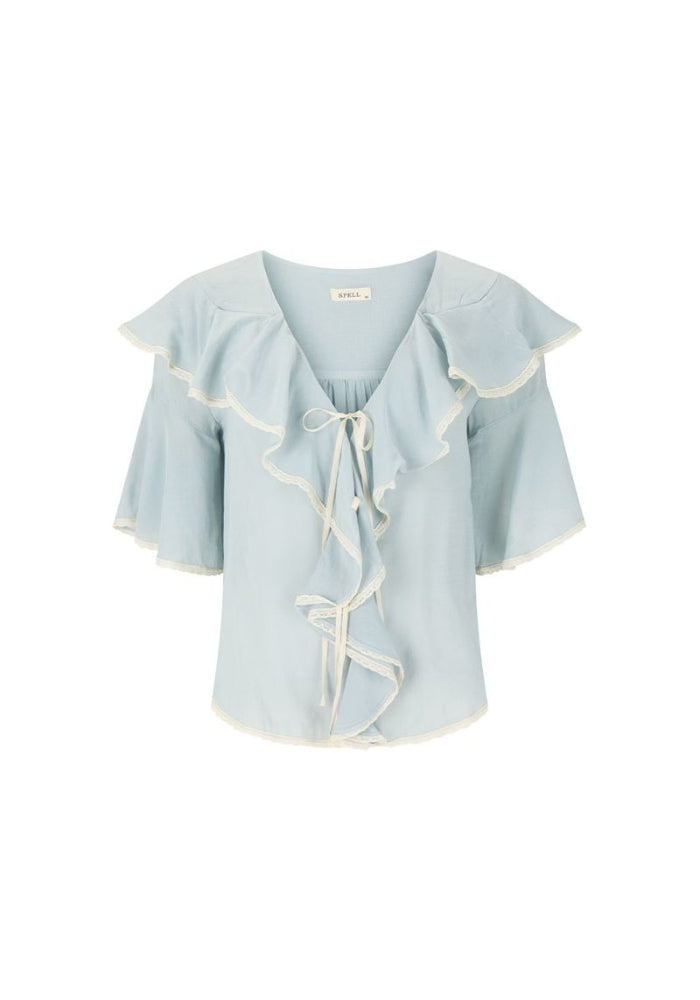 SPELL Bluebird Ruffle Blouse