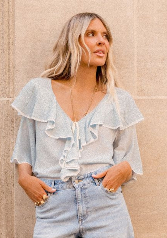 SPELL Bluebird Ruffle Blouse