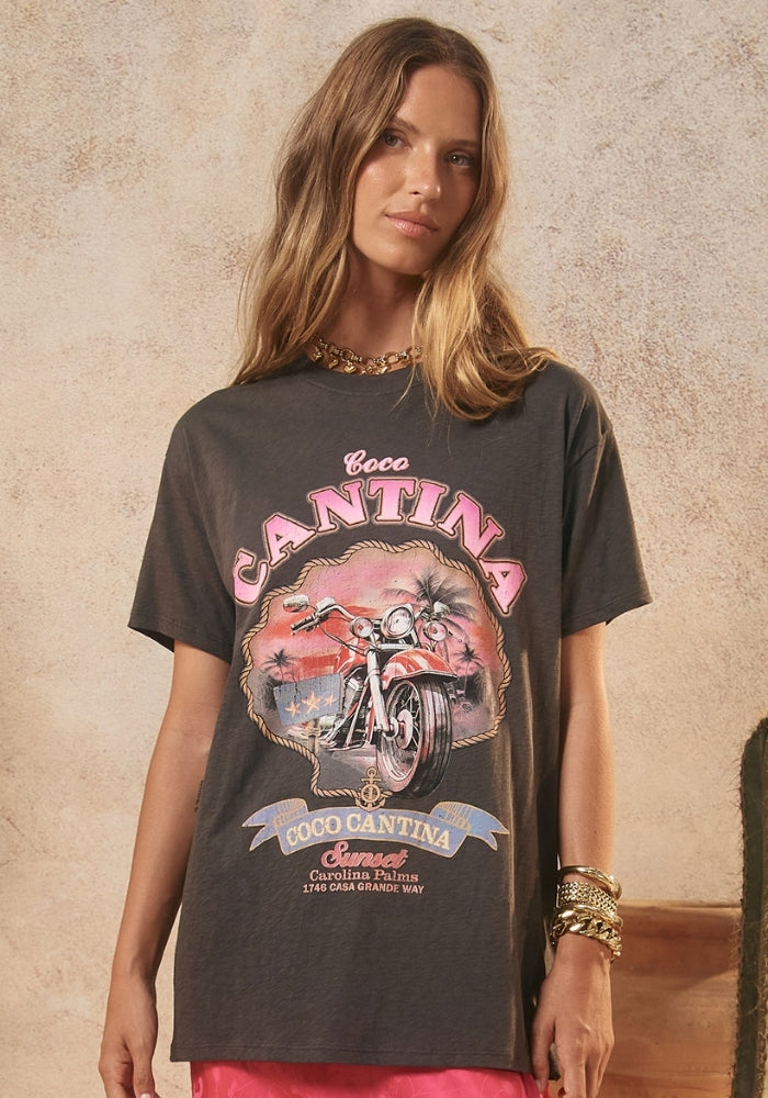 SPELL Coco Cantina Biker Tee - Charcoal