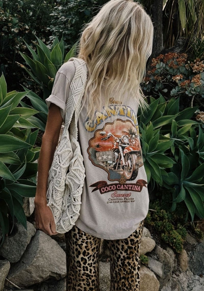 SPELL Coco Cantina Biker Tee - Taupe